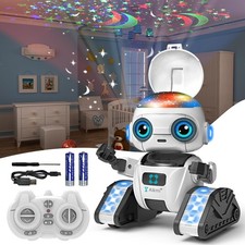 Robot Toys for Kids 5-7, Rechargeable Remote Control Robot with Projector Nig...