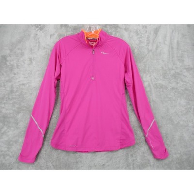 Saucony Shirt Womens Small Run Shield Pullover Athletic Running Zip Pocket Pink