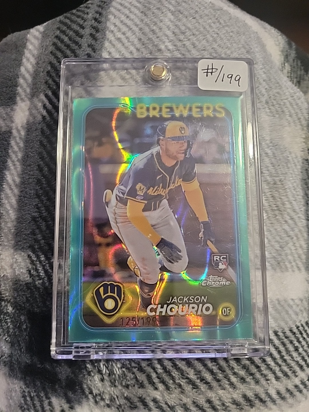 2024 Topps Chrome - Jackson Chourio #161 Aqua Lava Refractor /199 (RC)