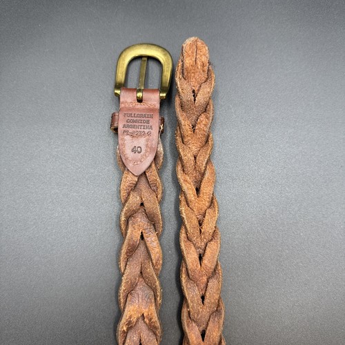 Argentina Full Grain Cowhide Braided Leather Belt Brass Buckle 1" wide SZ 40 EUC - Picture 6 of 6