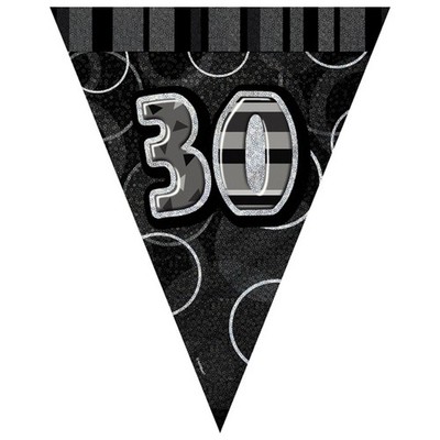 Unique Party Banner mit der Zahl 30,Glitzer-Design,Schwarz (SG12146)