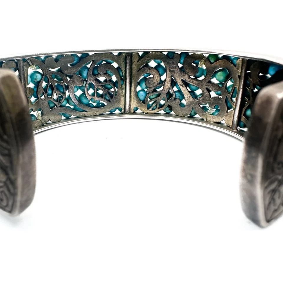 Brazalete brazalete WHITNEY KELLY plata esterlina turquesa cuentas 5 filas firmado WK 925 Foto 2 de 4