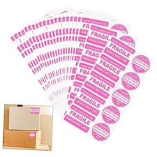 600 PCS Fragile Stickers for Shipping Do Not Trample or Fold Stickers Do Pink