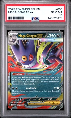 2025 POKEMON PFL EN-PHANTASMAL FLAMES #056 MEGA GENGAR EX PSA 10