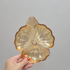 EUC 1930s Jeannette Doric Depression Glass Divided Clover Shamrock Serving Dish