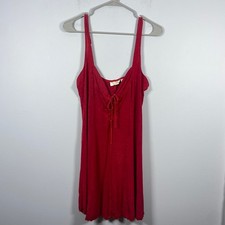 Victoria's Secret Nightgown Women's L Red Vintage Gold Label Lace Up Chemise
