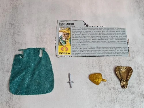 1986 GI Joe ARAH Serpentor Knife Dagger Weapon Accessory Lot Cape Headdress