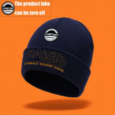 PAISTE "Cymbals Sounds Gongs" KNIT HAT CUFF BEANIE. NAVY/ORANGE. New. Drum crash