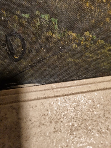 Antique Oil On Canvass Painting. Signed. Basic Frame - Picture 1 of 4