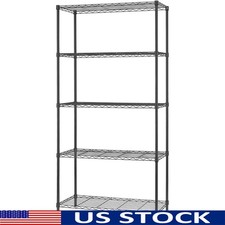 5-Tier Adjustable Metal Shelving Unit Heavy Duty Storage Rack Easy Assemble New