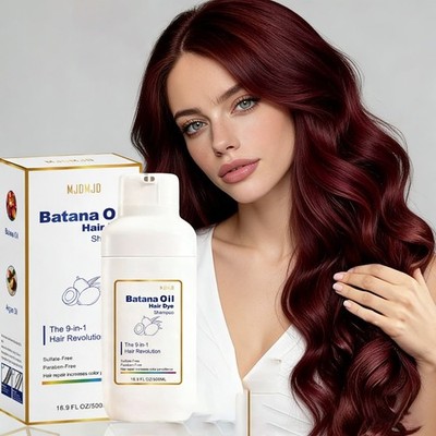 Dark Brown Hair Color Shampoo 500ml - Fast Gray Coverage, Herbal, All Hair Types