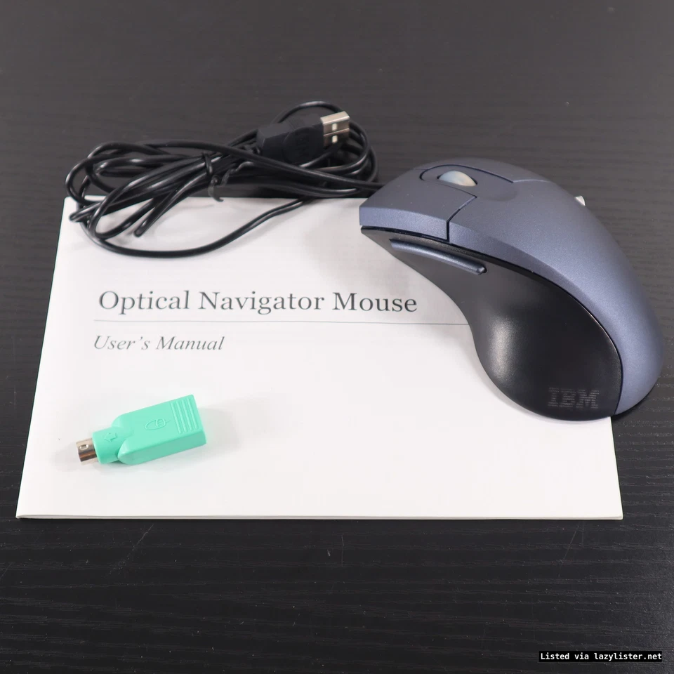 IBM Optical Navigator Mouse MO27FO w/ USB-PS2 Adapter & Mouse Suite CD - Image 3 of 4