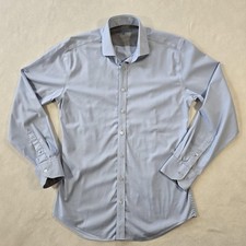 Twillory Shirt Mens 16.5 34/35 Blue Solid Slim Fit Performance Dress Shirt