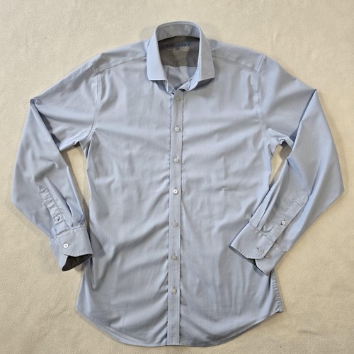 Twillory Shirt Mens 16.5 34/35 Blue Solid Slim Fit Performance Dress Shirt