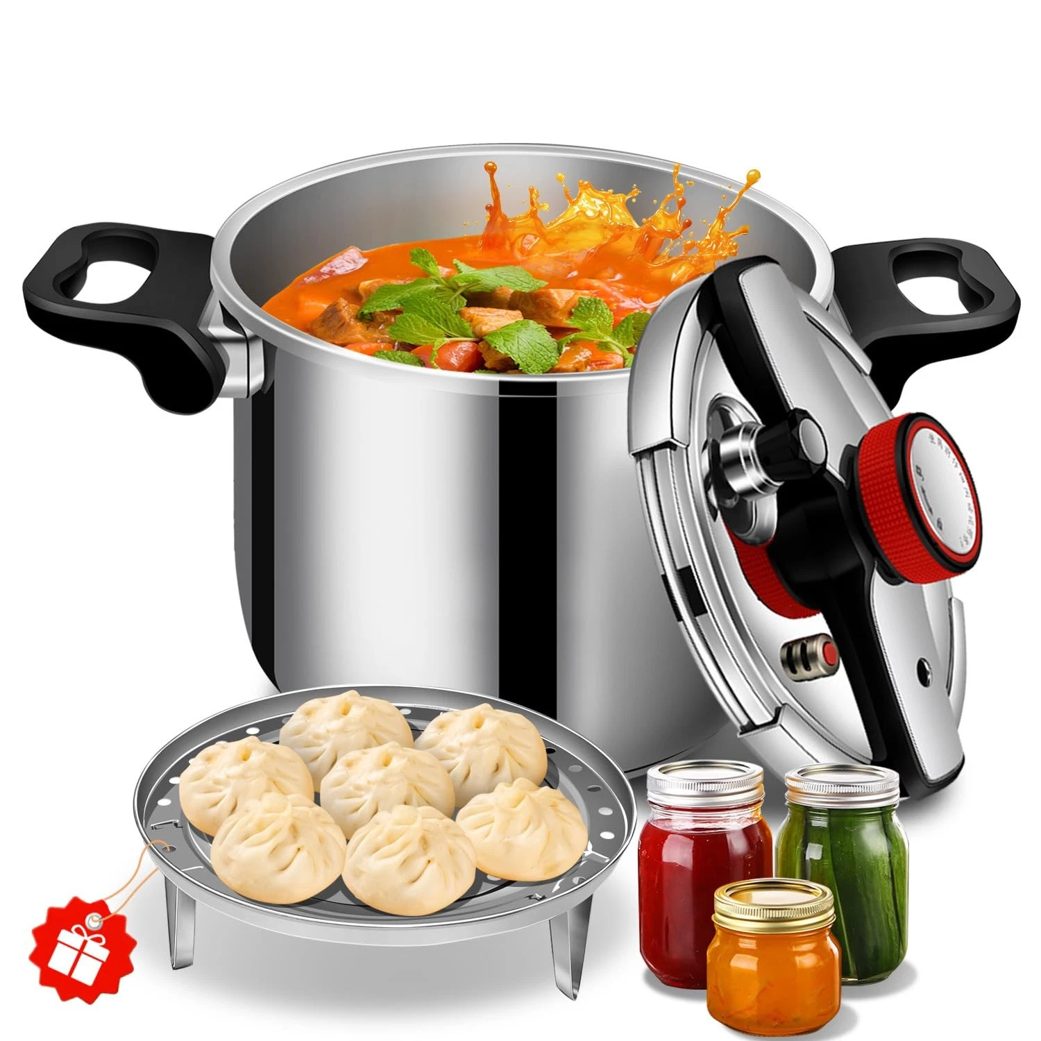 Stainless Steel Pressure Cooker 8 quart Commercial Stove Top Pressure Cooker ...