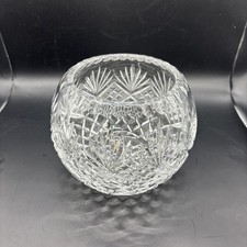 Clear cut crystal rose bowl round decorative glass flower rosebud holder display