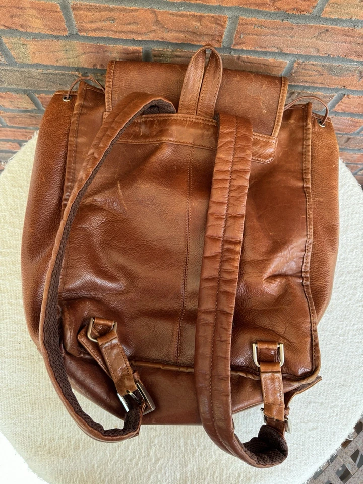 Mochila de cuero Wilson vintage auténtica marrón bolsa de transporte grande cremalleras acolchadas Foto 3 de 4