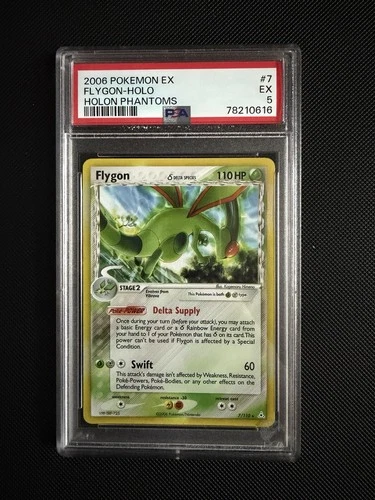 Pokémon TCG Flygon Delta Species Holo Card 7/110 EX Holon Phantom PSA 5