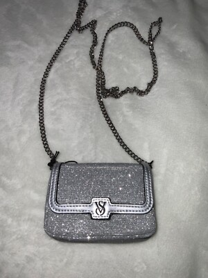 NWT VICTORIA'S SECRET MICRO CROSSBODY BAG SILVER