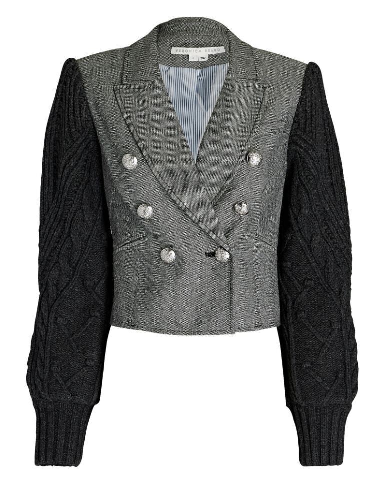 【VERONICA BEARD】 NEW VERONICA BEARD Eamon Mixed-Media Jacket Grey Size 8