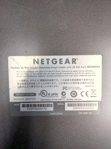 - NETGEAR ProSafe GS748TPS 48 Port Gigabit PoE Stackable Smart Switch - Picture 10 of 11