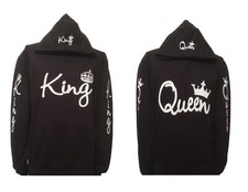King and Queen Sudaderas con Capucha para Pareja Sudadera con Capucha Adultos+Niños