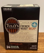 Tully's Coffee DECAF French Roast K-Cup 24 Count  Pod Keurig Best By April 2026