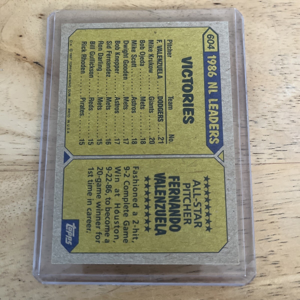 FERNANDO VALENZUELA 1987 Topps Signed Autograph Baseball