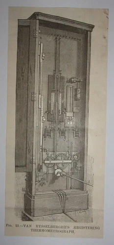 1884 Van Rysselberghe's Registering Thermometrograph Engraving