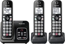Panasonic Cordless Phone Answering Machine Expandable Call Block 3 Handset Black