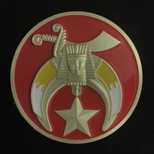 Shriners Car Auto Emblem with Gold Star Red 