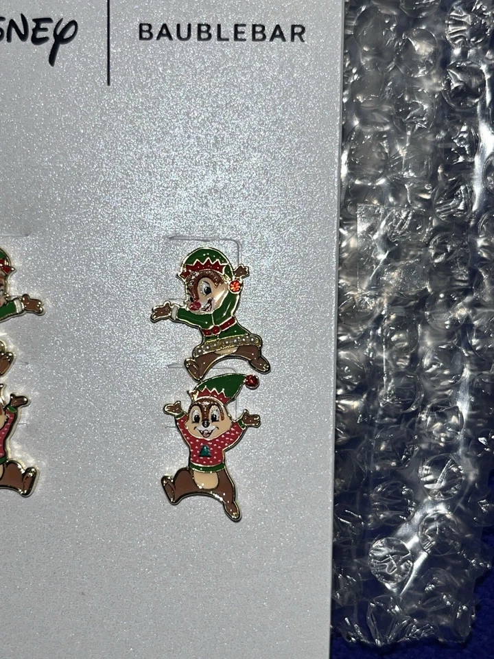 Pendientes Baublebar Disney Navidad Chip and Dale Elf Edición Limitada NUEVO Foto 4 de 4