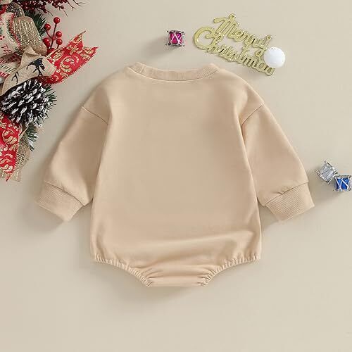 Newborn Baby Girl Boy Sweatshirt Romper Long Sleeve 0 12-18 Months Q22 Apricot - Picture 6 of 7