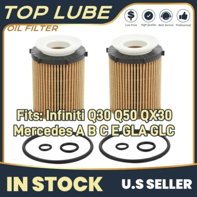 Lot 2 Oil Filter Fits: Infiniti Q30 Q50 QX30 Mercedes A B C E GLA GLC 1.6L 2.0L