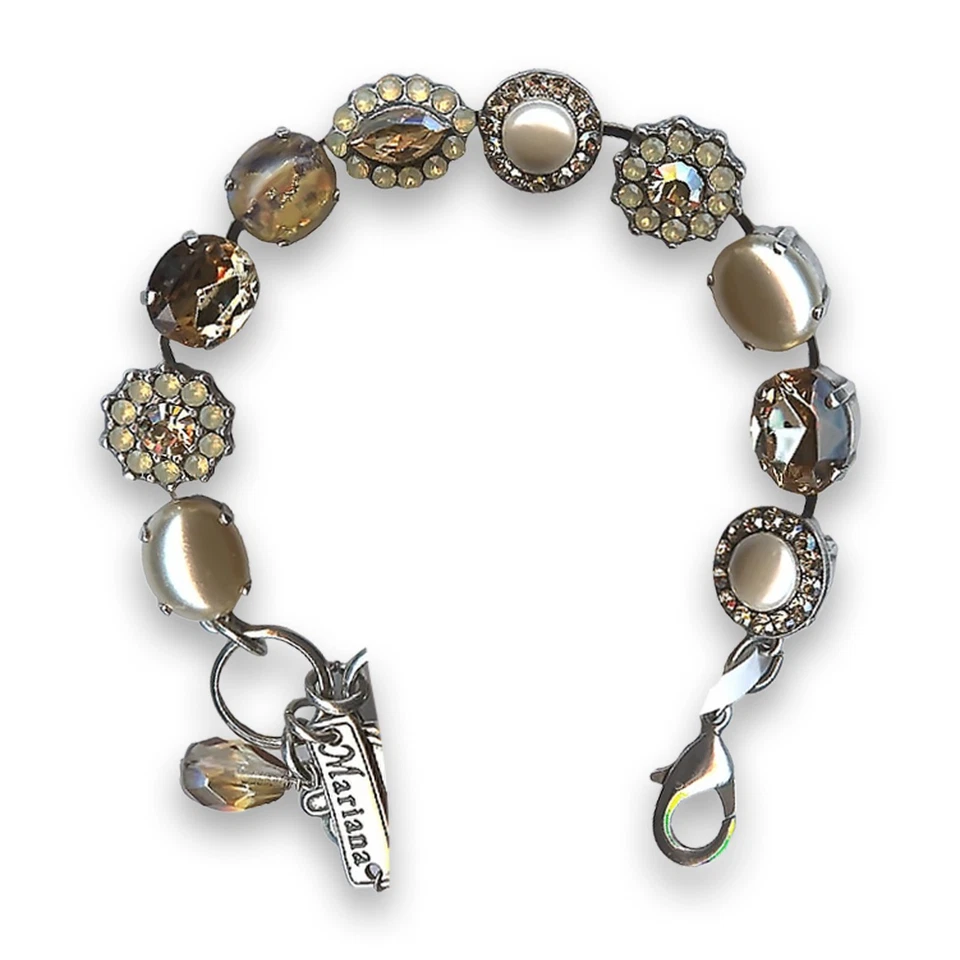Bracelet by Mariana Woman Timeless Pearl and Golden Swarovski Crystals - Image 2 of 4