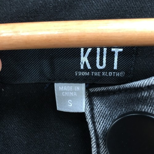 Kut From The Kloth Denim Jacket Womens Small Black Long Sleeve Chest Pockets - Picture 16 of 19