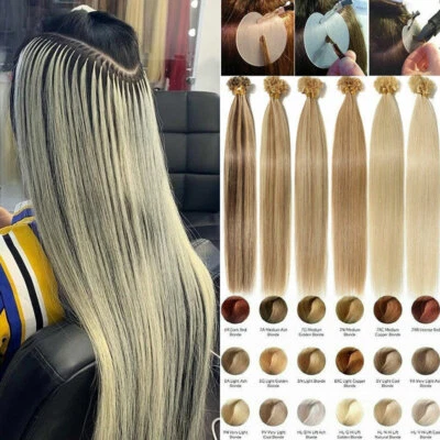 ELAILITE 200 Strähnen Russisch ECHTHAAR Keratin Bonding Extensions Haarverlängerung Glatt