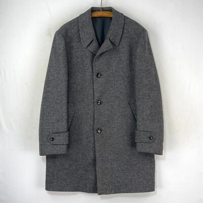 Brook Taverner Tweed Overcoat Mens 42R Grey Wool Country