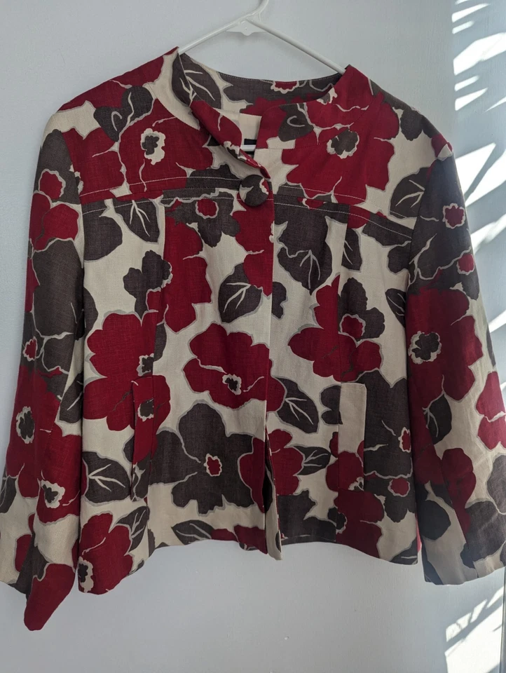 Gorgeous Womens Rafaella 3/4 Sleeve Linen Lined Cropped Jacket Floral  Xlarge XL - Image 3 of 4