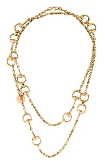 Gucci Horsebit Collana Link Oro 18K Giallo Designer 36 pollici di lunghezza in scatola gyuh