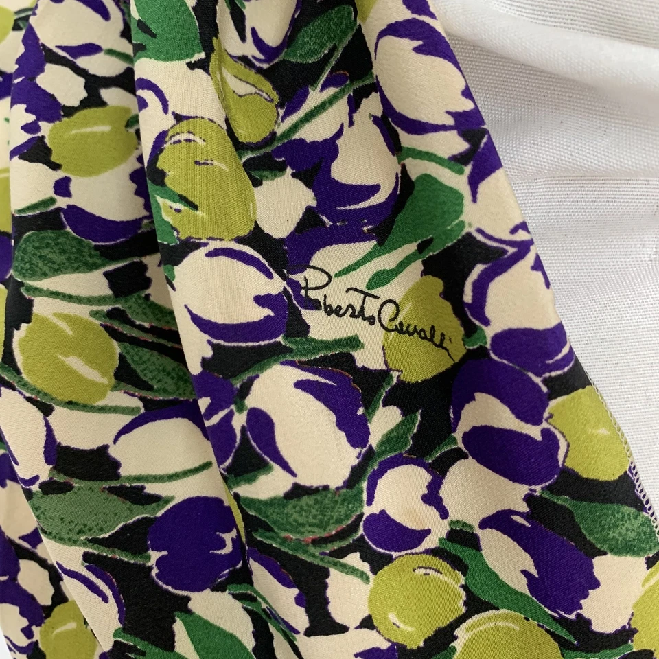 Roberto Cavalli Floral Azul Rectángulo Bufanda de Seda 54/13 in #A96 Foto 4 de 4