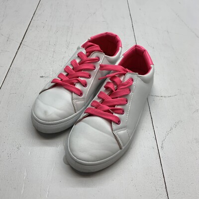 Taxi Girls White Sneakers Pink Laces Size