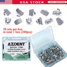 AZDENT Dental Orthodontic Buccal Tubes 1st Molar Bondable No-Conv Roth 022