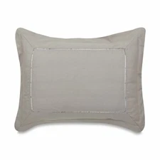 LinenWeave Hemstitch King Pillow Sham, 20" x 36", Grey, NEW