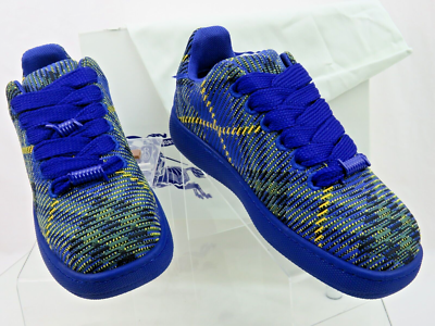 NIB BURBERRY BOX NAVY BLUE CHECK CANVAS LOGO PLATFORM  display picture 3