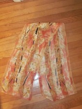 Vintage Peach Pink Floral Silk Scarf 11"x54"