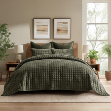 Luxury Velvet Quilt Set King Size, Lightweight Velvet Comforter Set, Oversized B