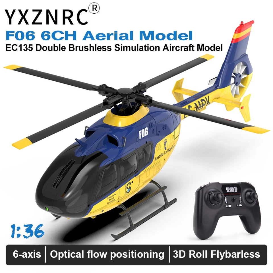 YXZNRC F06 EC135 Aircraft 3D 2.4G 6CH 6-Axis Gyro RTF Flybarless RC Helicopter - Image 4 of 4
