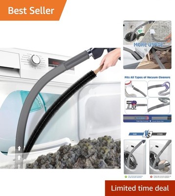2-Piece Dryer Vent Cleaner Kit with Lint Brush & Vacuum Attachment - Deep Gray