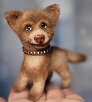 Needle felted Dog, OOAK dog toy, handmade, collectible art toy, tiny dog